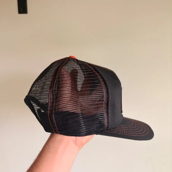 Vintage TALLMAN TRANSPORTS Trucker hat Mesh Orange Black Victory Caps - Picture 5 of 8